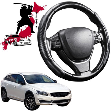 Black Samurai Segmented Steering Wheel Cover for Volvo V60 2015 - 2018 Cross Country