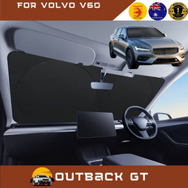 Front Windscreen Sun Shade for Volvo V60 2019 - Current Cross Country - Standard 150 x 85 cm - Black