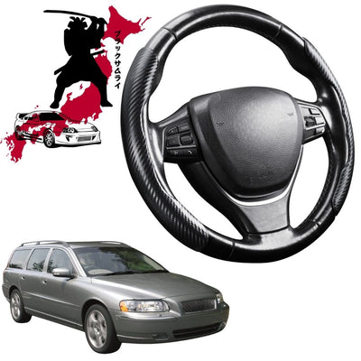 Black Samurai Segmented Steering Wheel Cover for Volvo V70 2000 - 2007 Mk II, Mk II Facelift
