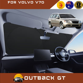 Front Windscreen Sun Shade for Volvo V70 2007 - 2016 - Standard 150 x 85 cm - Black