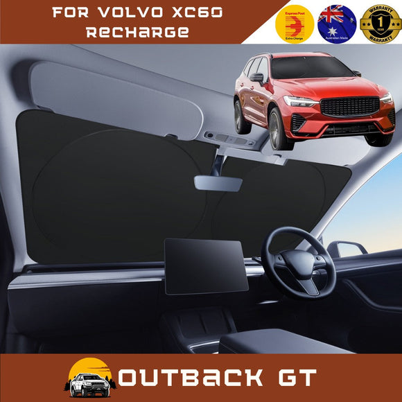 Front Windscreen Sun Shade for Volvo XC60 Recharge 2017 - Current Mk I Facelift, Mk II - Standard 150 x 85 cm - Black