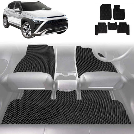6D Diamond Car Floor Mats for Hyundai Kona 2023 - Current (SX2 Petrol) - Custom-Fit Carpet Liner