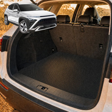 6D Diamond Car Boot Cargo Mat for Hyundai Kona 2023 - Current (SX2 Petrol) - Heavy Duty Carpet Liner - All-Weather Resistance - Easy to use - Odorless Material - Black & Grey
