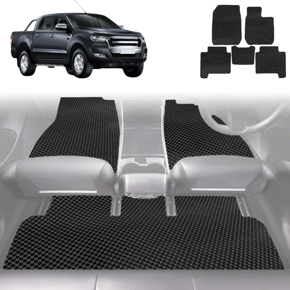 6D Diamond Car Floor Mats for Ford Ranger 2015 - 2018 (PX2 Dual Cab Ute) - Custom-Fit Carpet Liner