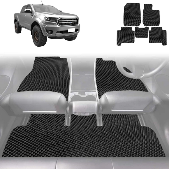 6D Diamond Car Floor Mats for Ford Ranger 2018 - 2022 (PX3 Dual Cab Ute) - Custom-Fit Carpet Liner