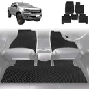 6D Diamond Car Floor Mats for Ford Ranger 2018 - 2022 (PX3 Dual Cab Ute) - Custom-Fit Carpet Liner-19