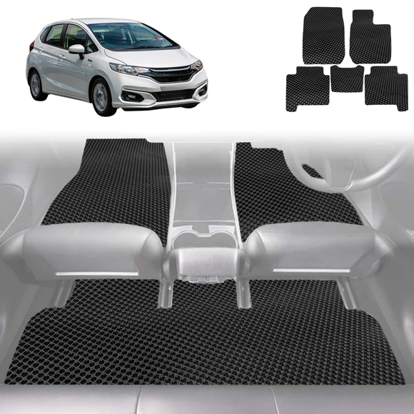 6D Diamond Car Floor Mats for Honda Jazz 2014 - 2021 (FIT GK/GH/GP) - Custom-Fit Carpet Liner