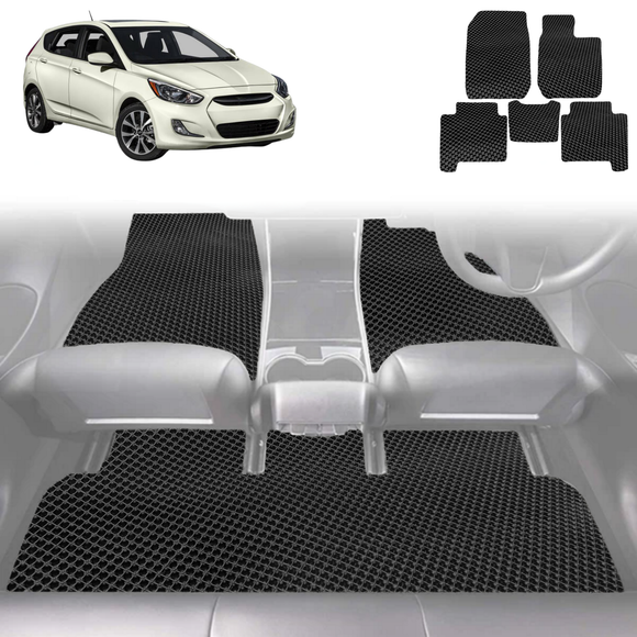 6D Diamond Car Floor Mats for Hyundai Accent 2011 - 2018 (R8) - Custom-Fit Carpet Liner