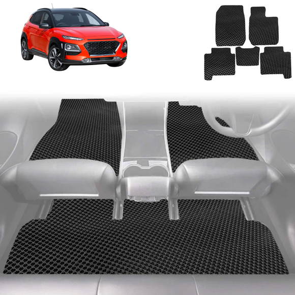 6D Diamond Car Floor Mats for Hyundai Kona 2017 - 2023 (OS) - Custom-Fit Carpet Liner