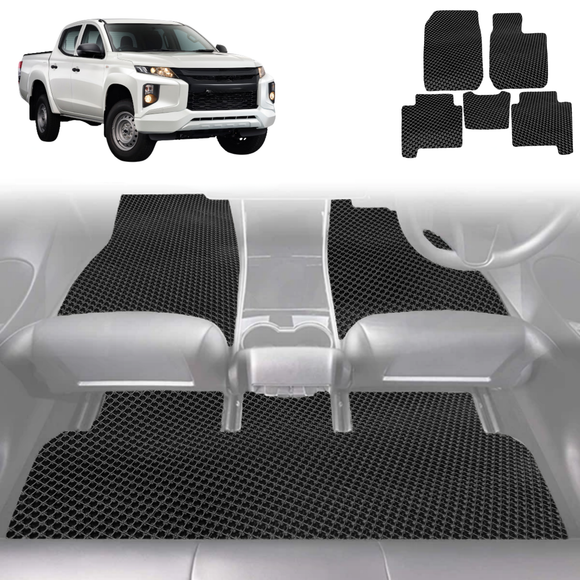 6D Diamond Car Floor Mats for Mitsubishi Triton Double Cab 2015 - 2023 (MQ MR) - Custom-Fit Carpet Liner