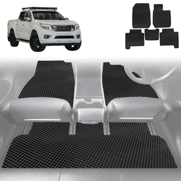 6D Diamond Car Floor Mats for Nissan Navara Dual Cab 2015 - Current (NP300/D23 STX without rear cupholder) - Custom-Fit Carpet Liner
