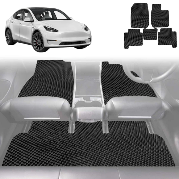 6D Diamond Car Floor Mats for Tesla Model Y 2022 - Current - Custom-Fit Carpet Liner