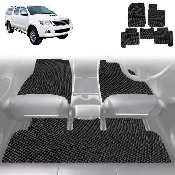 6D Diamond Car Floor Mats for Toyota Hilux Double Cab 2005 - 2015 - Custom-Fit Carpet Liner