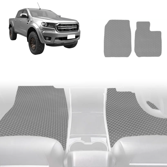 6D Diamond Car Floor Mats for Ford Ranger 2018 - 2022 (PX3 Dual Cab Ute) - Custom-Fit Carpet Liner