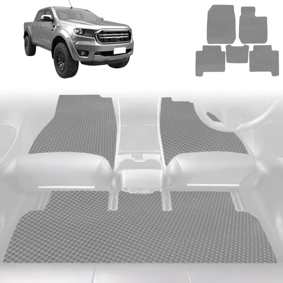6D Diamond Car Floor Mats for Ford Ranger 2018 - 2022 (PX3 Dual Cab Ute) - Custom-Fit Carpet Liner