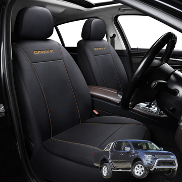 Car Front Seat Cover for Mitsubishi Triton Double Cab 2006 - 2015 (ML MN) - Black - 27 x 26 x 10 cm