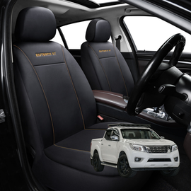 Car Front Seat Cover for Nissan Navara Dual Cab 2015 - Current (NP300/D23 STX with rear cupholder) - Black - 27 x 26 x 10 cm