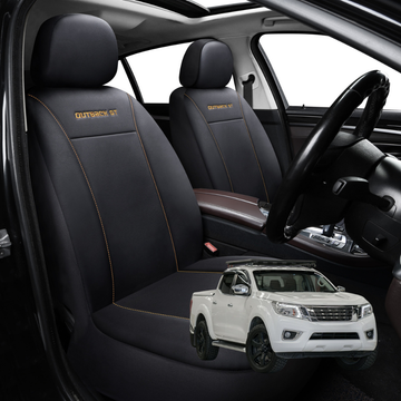 Car Front Seat Cover for Nissan Navara Dual Cab 2015 - Current (NP300/D23 STX with rear cupholder) - Black - 27 x 26 x 10 cm