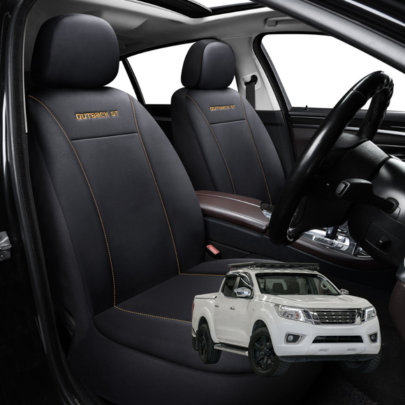 Car Front Seat Cover for Nissan Navara Dual Cab 2015 - Current (NP300/D23 STX with rear cupholder) - Black - 27 x 26 x 10 cm