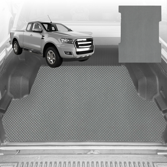 6D Diamond Ute Tub Mat for Ford Ranger (PX Dual Cab Ute) 2012 - 2015 - Black & Grey