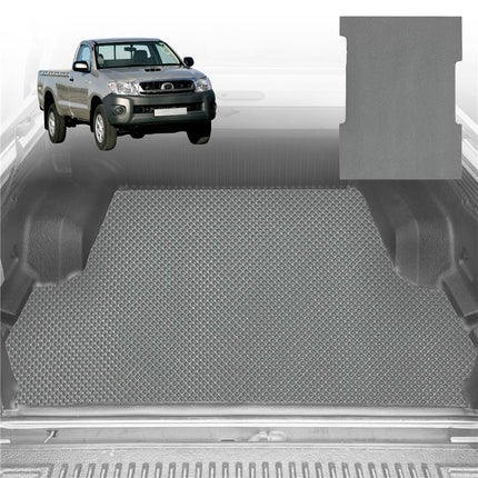 6D Diamond Ute Tub Mat for Toyota Hilux Single Cab 2005-2015 (with spray on liner or no liner) - Black & Grey - 0