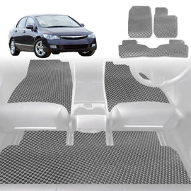 6D Diamond Car Floor Mats for Honda Civic 2006 - 2012 Sedan(8th Gen) - Custom-Fit Carpet Liner - 0