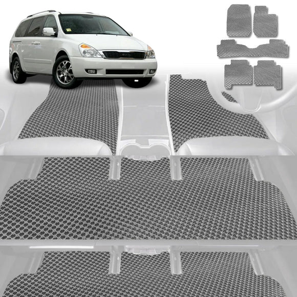 6D Diamond Car Floor Mats for Kia Carnival 2006 - 2014 (VQ) - Custom-Fit Carpet Liner