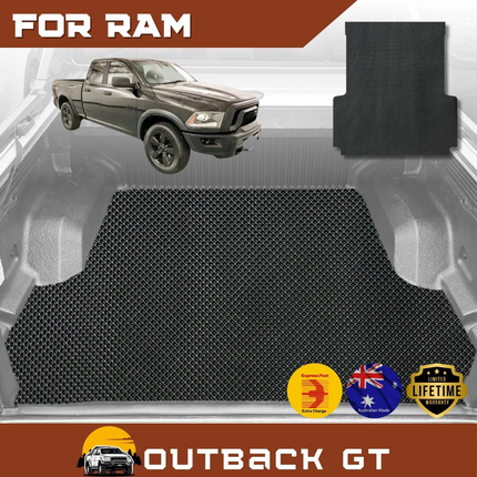 6D Diamond Ute Tub Mat for RAM 1500 Warlock II 2019 - Current (DT) - Black & Grey