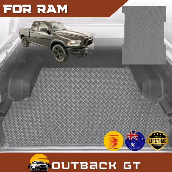 6D Diamond Ute Tub Mat for for RAM 1500 Warlock II 2019 - Current (DT) - Black & Grey