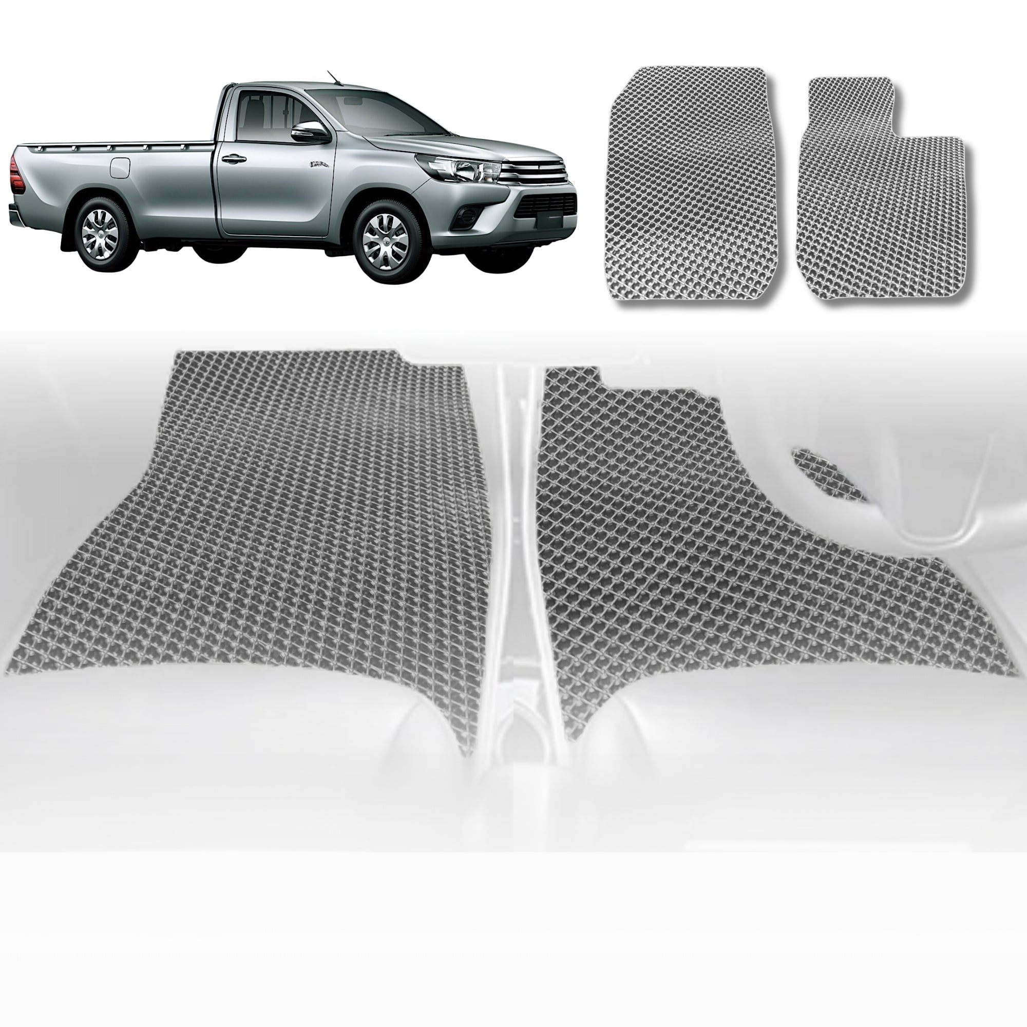 6D Diamond Car Floor Mats for Toyota Hilux Single Cab 2005 - 2015 - Custom-Fit Carpet Liner - 0