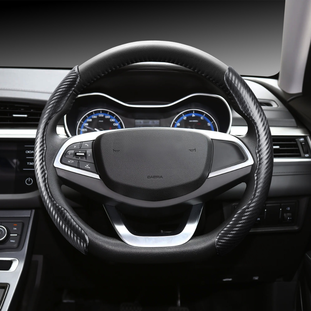 Perforated Leather Steering Wheel Cover – For Mercedes Viano, White Double Stitch