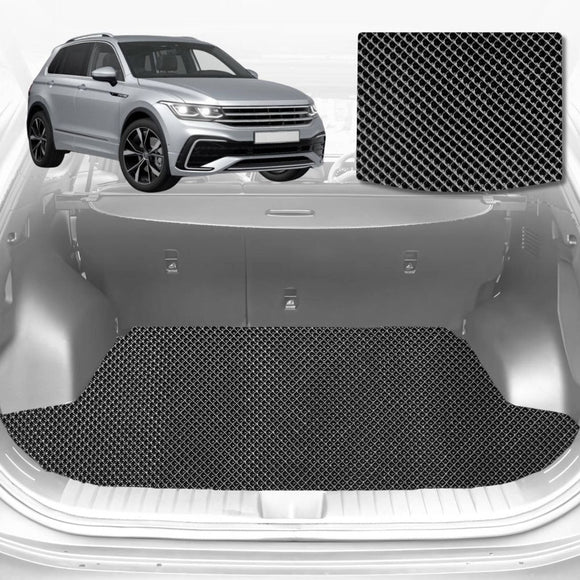 6D Diamond Car Boot Mat for VolksWagen Tiguan 2016 - 2023 (Life, Elegance, R, R-Line) (3rd Row folded/5 seater) - Heavy Duty Carpet Liner