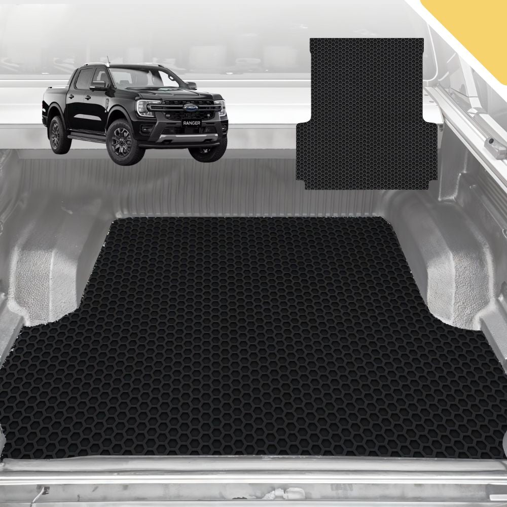 6D Pro Ute Tub Mat for Ford Ranger Wildtrack Dual Cab 2022-Current (With Factory Plastic Tub Liner) - Black