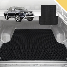 6D Pro Ute Tub Mat for Mitsubishi Triton Double Cab (ML) 2006-2009 (With Spray On Liner or No Liner) - Black - Full Set
