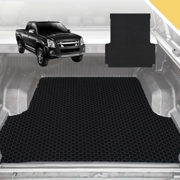 6D Pro Ute Tub Mat for Isuzu D-Max Crew Cab 2008-2011 (With Spray On Liner or No Liner) - Black - Full Set