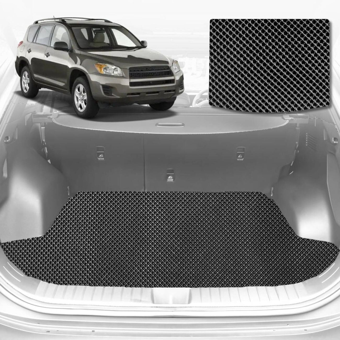 6D Diamond Car Boot Mat for Toyota RAV4 2012 - 2019 (XA40)  - Heavy Duty Carpet Liner