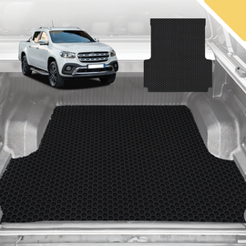 6D Pro Ute Tub Mat for Mercedes-Benz X-Class Ute 2017-2021 (with Factory Plastic tub Liner) - Black - Full Set