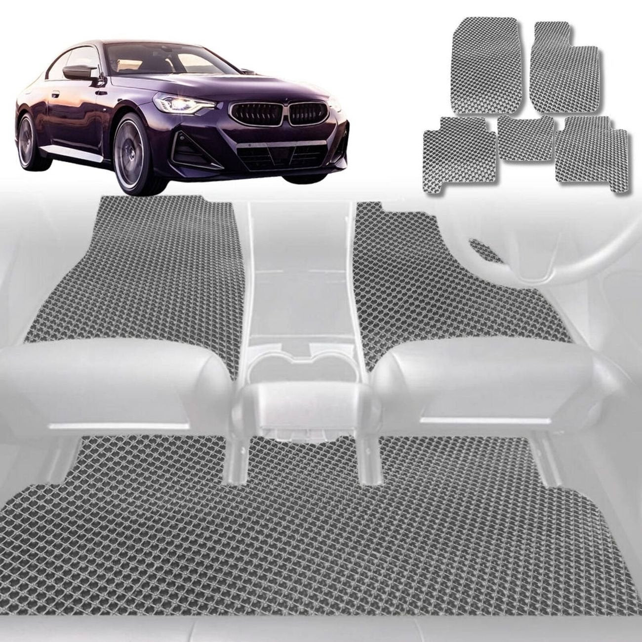 6D Diamond Car Floor Mats for BMW 2 Series 2022 - Current Coupe (G42) - Custom-Fit Carpet Liner - 0