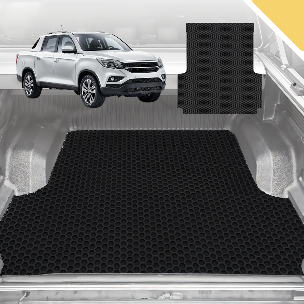 6D Pro Ute Tub Mat for SsangYong Musso LWB Dual Cab 2018-Current (With Factory Plastic Tub Liner) - Black
