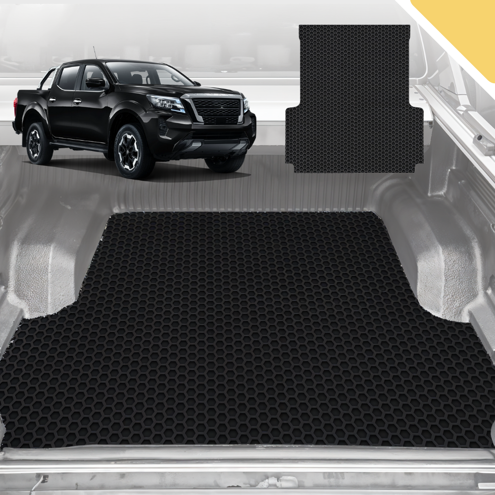 6D Pro Ute Tub Mat for Nissan Navara Dual Cab (NP300/D23 STX Without Rear cupholder) 2015-Current (with Plastic tub Liner) - Black