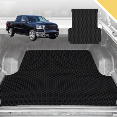 6D Pro Ute Tub Mat for RAM 1500 Express (DT) 2019-Current with rambox - Heavy-Duty - Black - Full Set