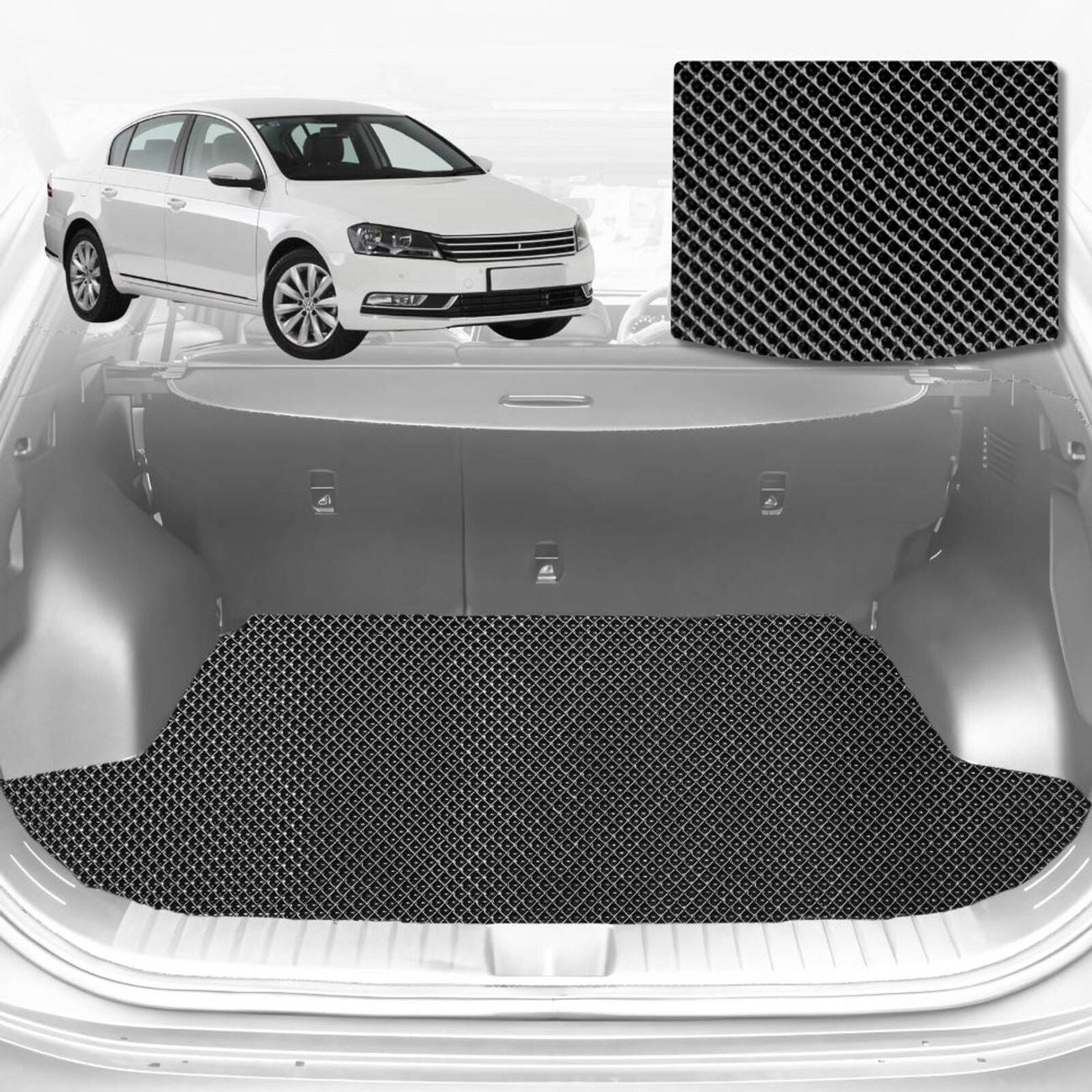 6D Diamond Car Boot Mat for VolksWagen Passat 2015 - Current (B8) (Wagon) - Heavy Duty Carpet Liner