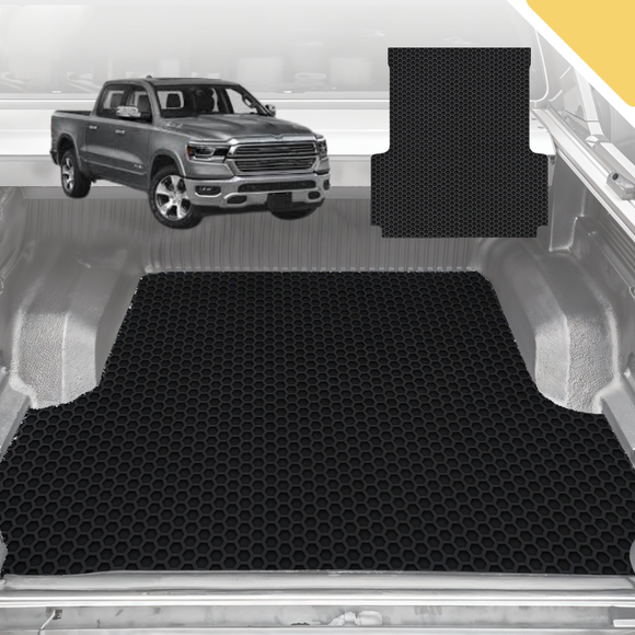 6D Pro Ute Tub Mat for RAM 1500 Laramie (DT) 2019-Current without rambox 6ft 4in bed length - Black - Full Set