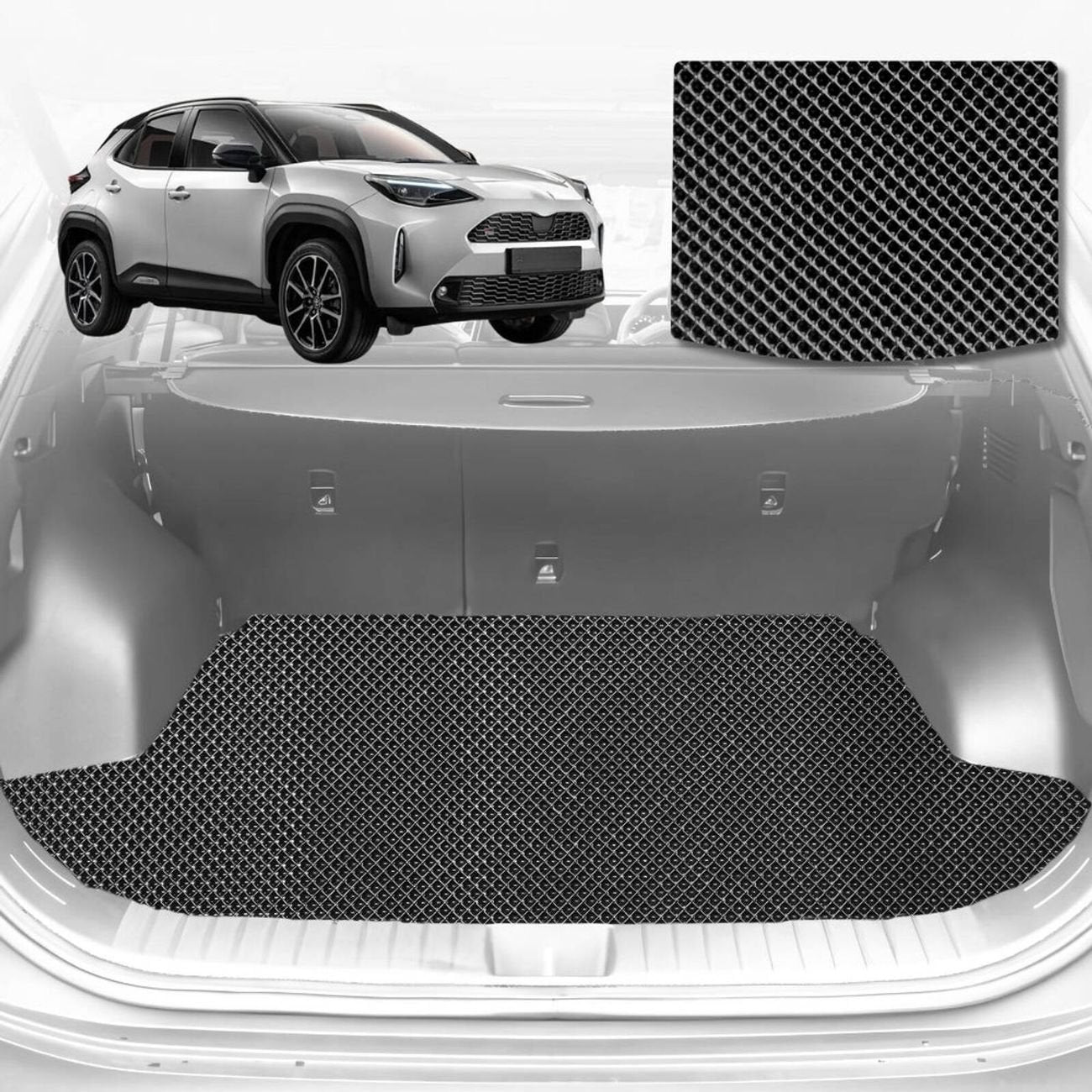 6D Diamond Car Boot Mat for Toyota Yaris 2020 - Current (Hatch) - Heavy Duty Carpet Liner