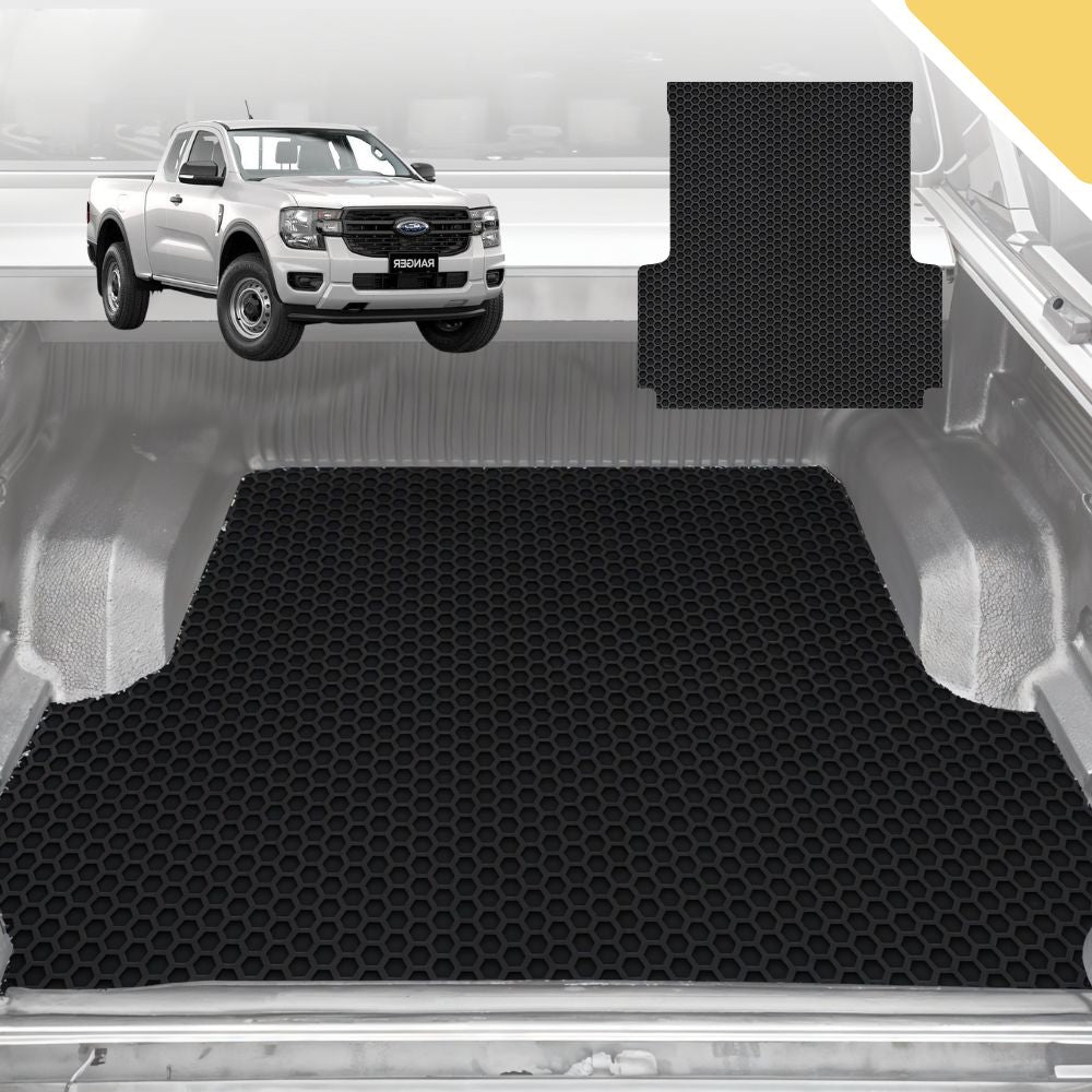6D Pro Ute Tub Mat for Ford Ranger Super Cab 2022-Current (With Spary On Liner or No Liner) - Black
