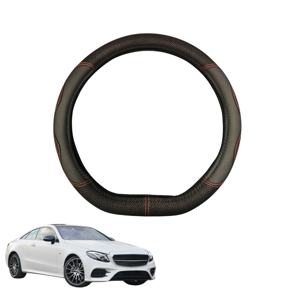 Steering Wheel Cover for Mercedes-Benz E-Class 2017 - Current Coupe/Cabriolet (C238 A238) - Black Microfiber Leather - D-Shape 38 cm