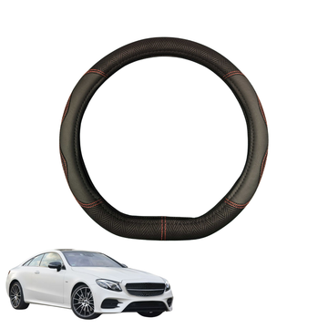Steering Wheel Cover for Mercedes-Benz E-Class 2017 - Current Coupe/Cabriolet (C238 A238) - Black Microfiber Leather - D-Shape 38 cm