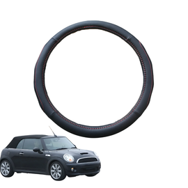 Steering Wheel Cover for MINI Cooper Convertible 2009 - 2015 (R57) - Black Microfiber Leather - Circle 38 cm