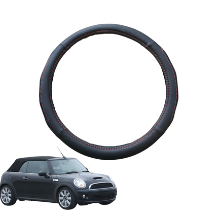 Steering Wheel Cover for MINI Cooper Convertible 2009 - 2015 (R57) - Black Microfiber Leather - Circle 38 cm