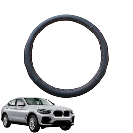 Steering Wheel Cover for BMW X4 2018 - Current (G02) - Black Microfiber Leather - Circle 38 cm